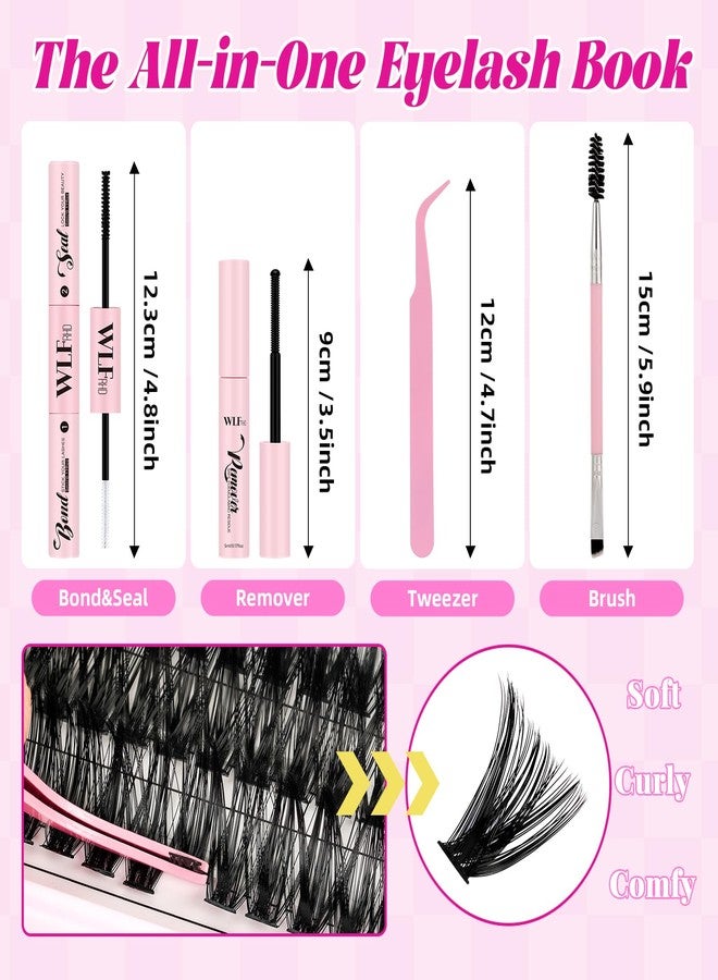 WLFRHD WLF Lash Clusters Kit 640 Pcs Lash Extension Kit Individual Lashes D Curl Clusters Eyelashes Extensions Kit with Lash Book Eyelash Bond and Seal Remover Tweezers Brush(Mix 9-16mm,30D+40D+50D+60D Kit) - Image 4